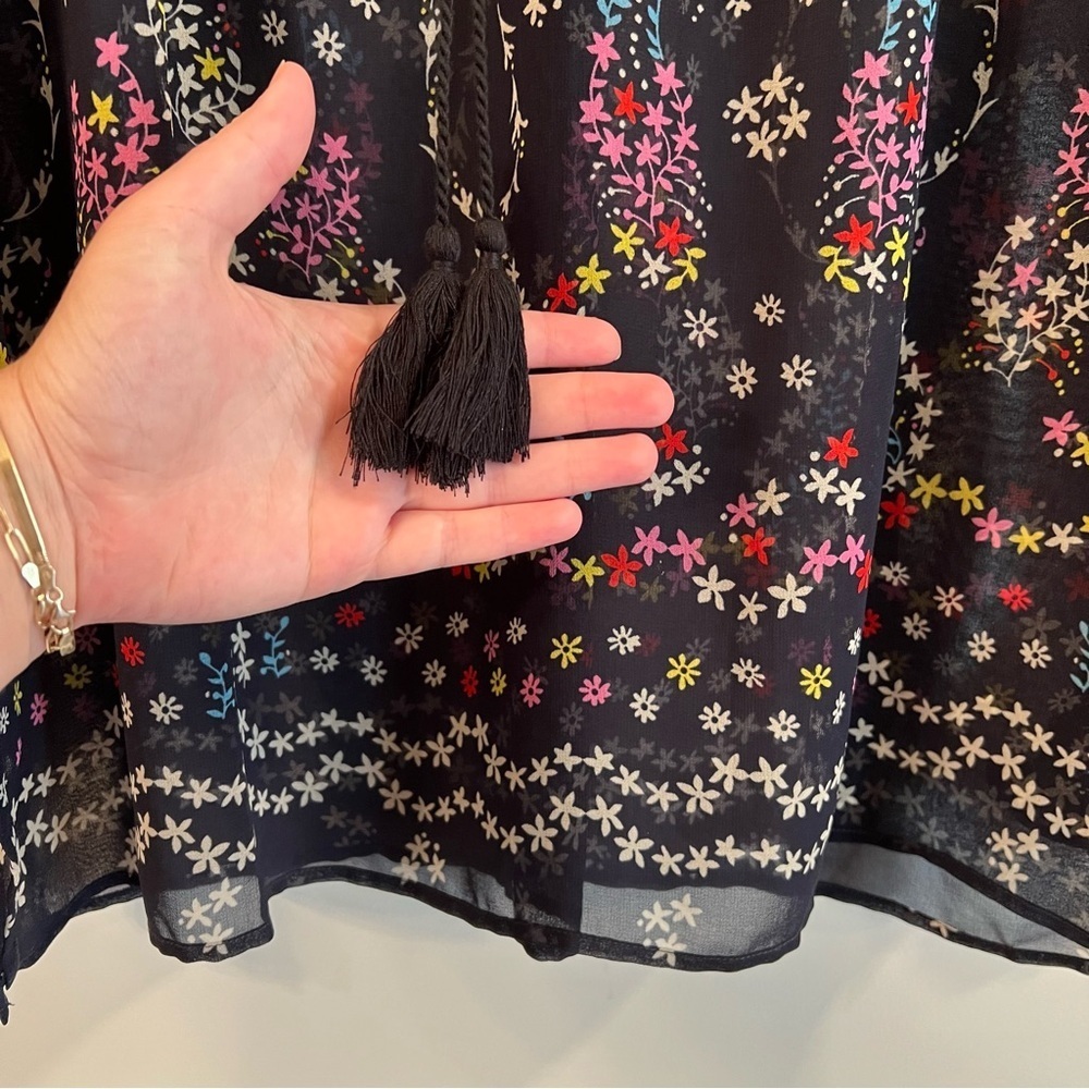 Women’s CAbi blue floral sheer long sleeve tunic blouse size XS - Picture 3 of 6